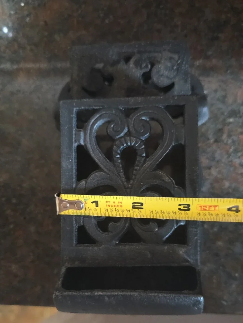 Ornate Black Cast Iron Wall-Mounted Match or Key Holder